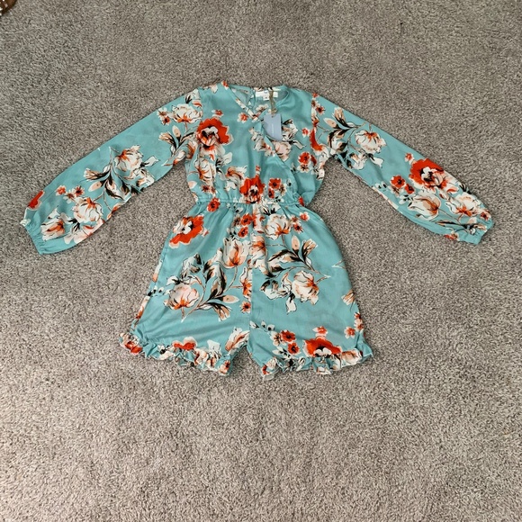 Peyton Bre Blue floral romper size 16 - Picture 6 of 12